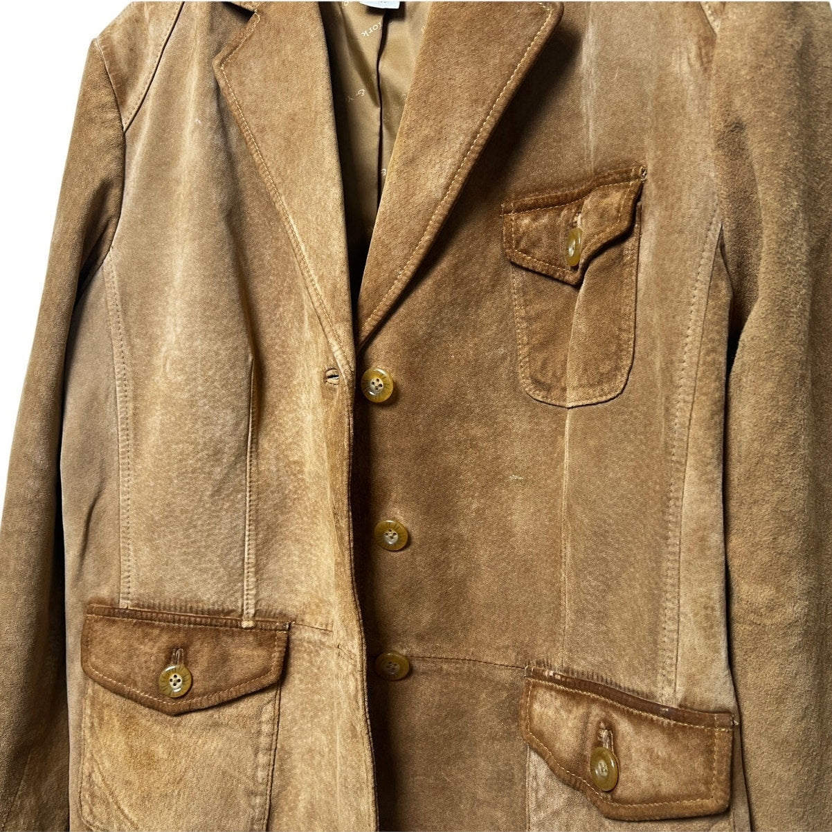 Vintage 90s Preston & York Camel Suede Jacket XL