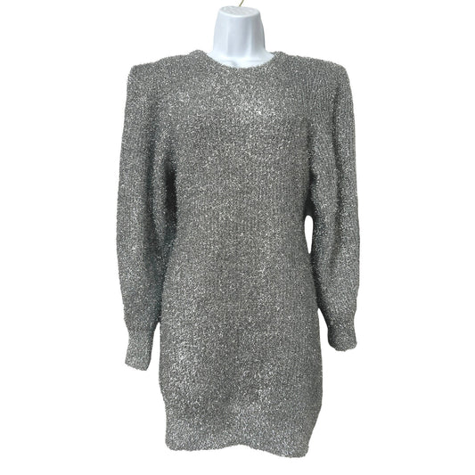 Ronny Kobo Sweater Dress Mini Party Crewneck Metallic Silver XS/S