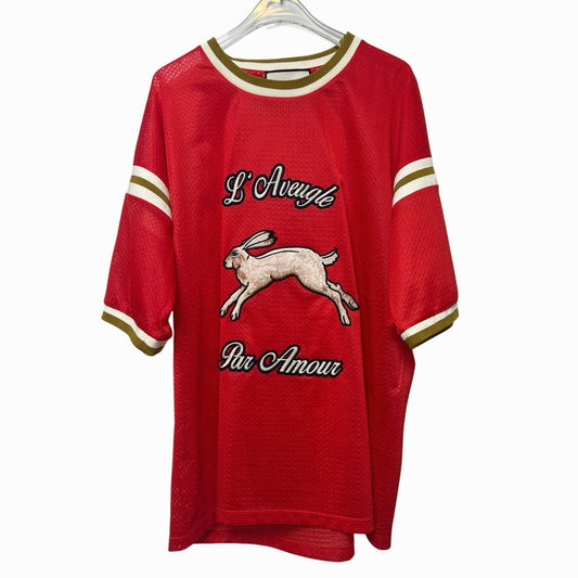 GUCCI 2017 L’Aveugle Par Amour Red Jersey T-Shirt XL