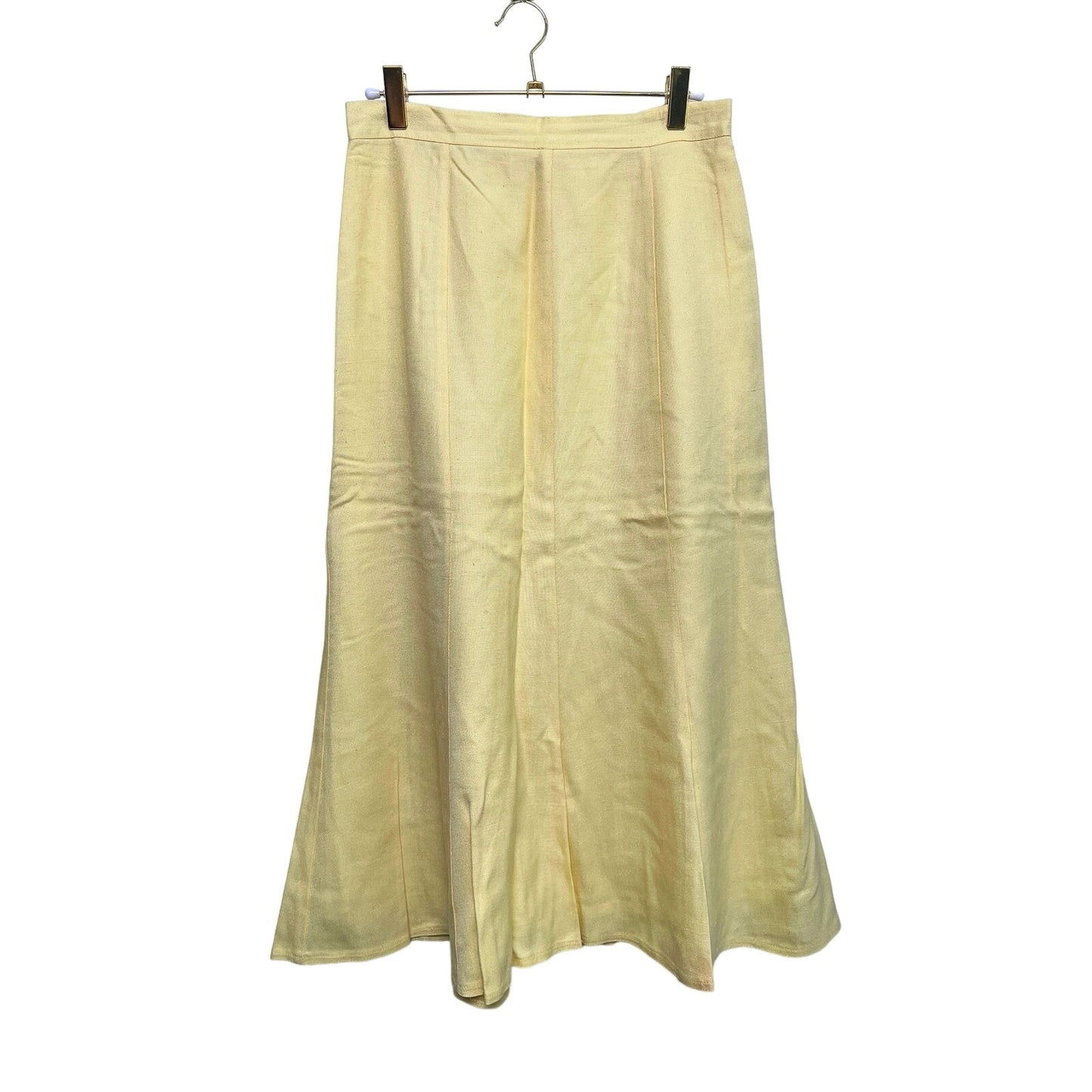 Vintage Linen Lemon Yellow High Waist Midi Skirt/8