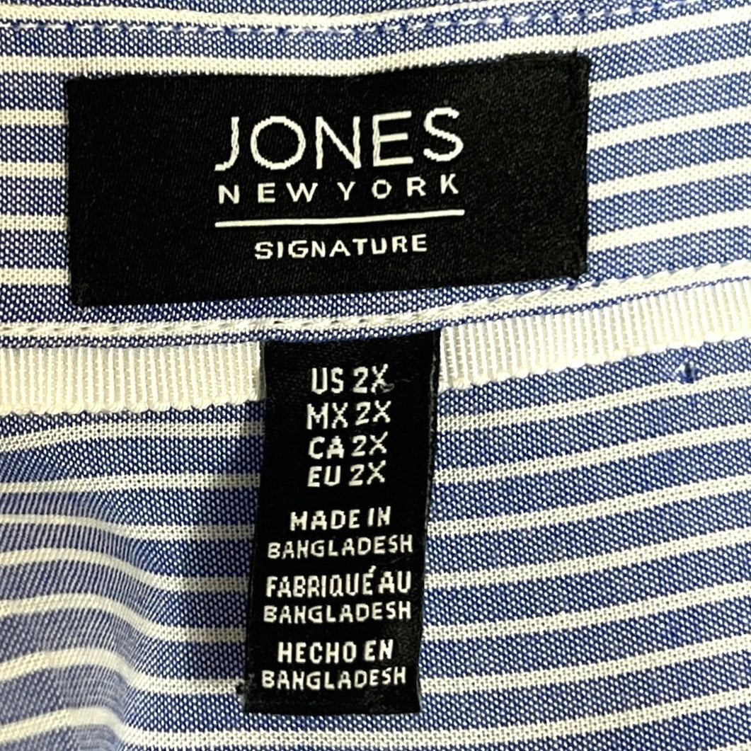 Jones New York Signature Striped Button-Up Shirt/US2X