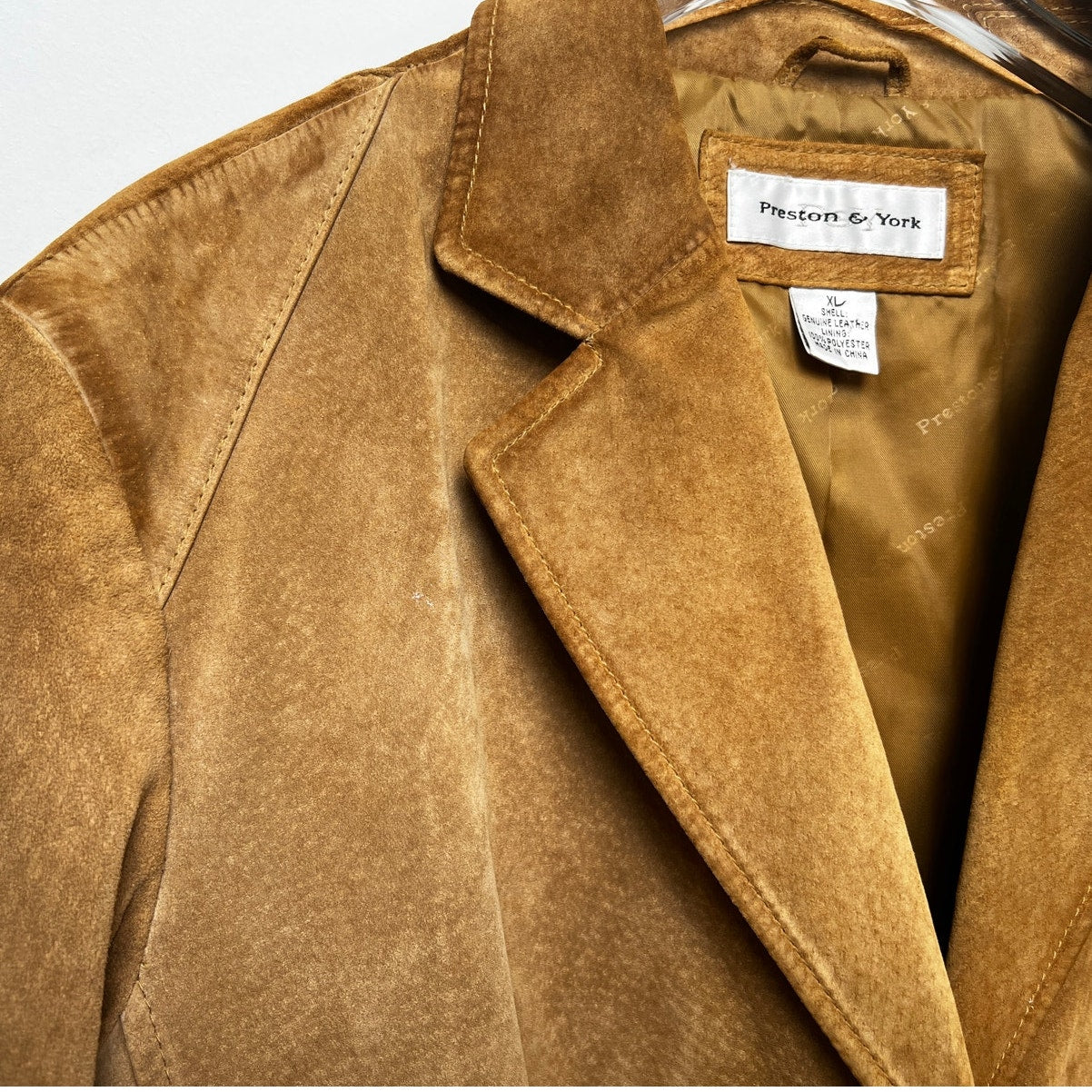 Vintage 90s Preston & York Camel Suede Jacket XL