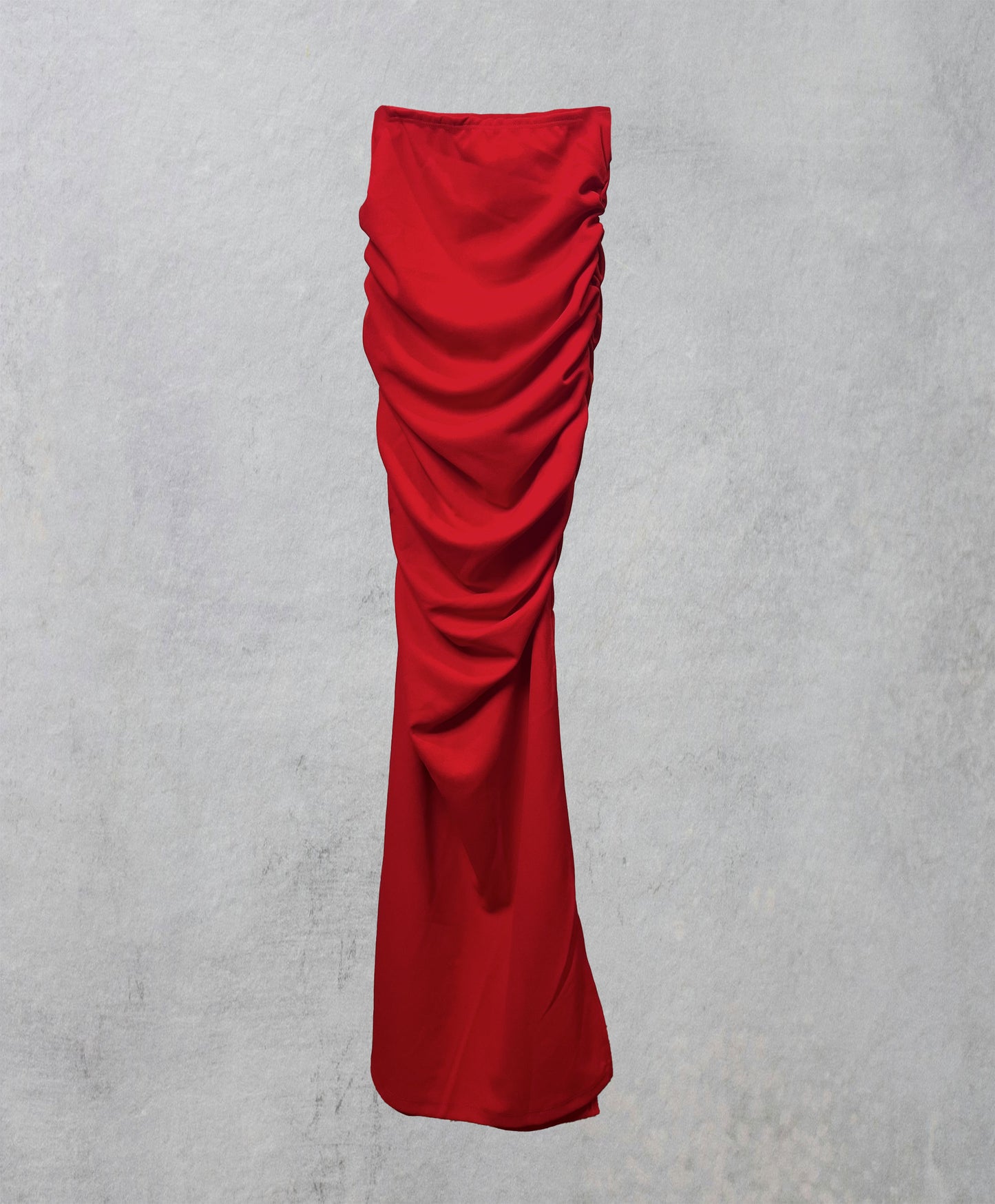 Asymmetrical Crop Top and Maxi Skirt Set Red