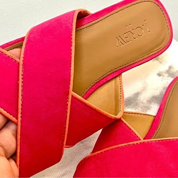 J.Crew Hot Pink Suede Upper Slide Sandal Flats Size 6