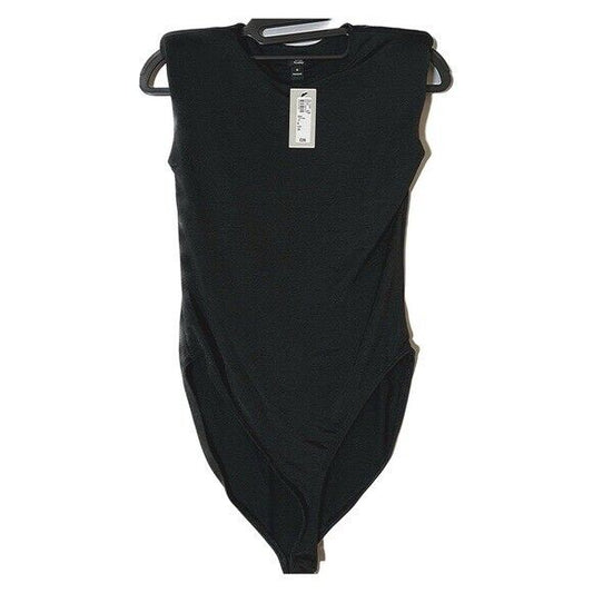 River Island Shoulder Pad Bodysuit Black Size US 4