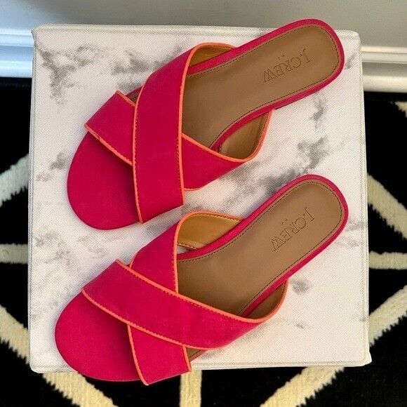 J.Crew Hot Pink Suede Upper Slide Sandal Flats Size 6